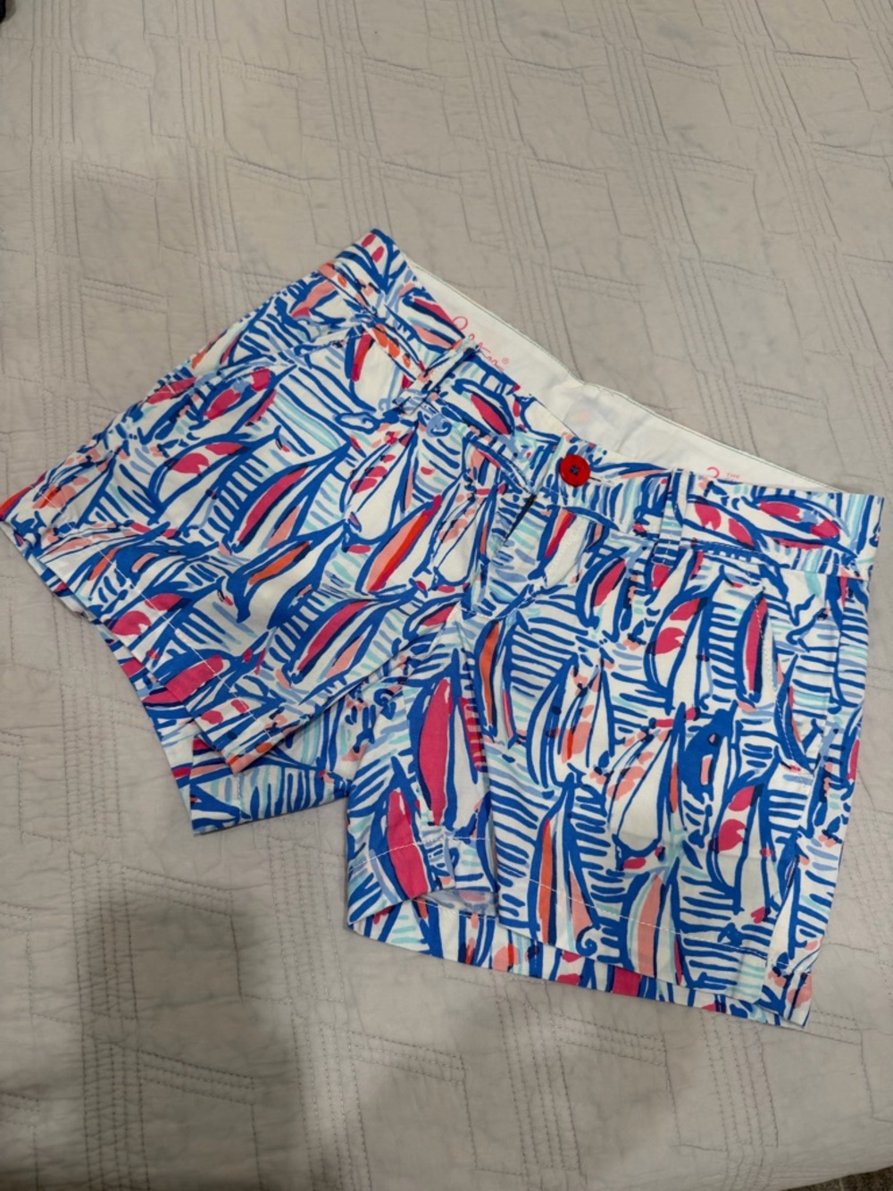 Lilly Pulitzer The Callahan Printed Sailboat Tropical Cotton Shorts